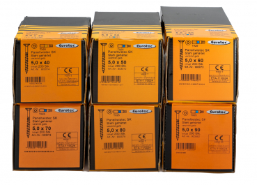 Paneltwistec Holzschrauben Sortiment 6 Pakete Schrauben Durchmesser 5,0mm x 40-90mm= 1200 Stück