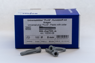100 Universaldübel PLUS 8mm mit Kragen