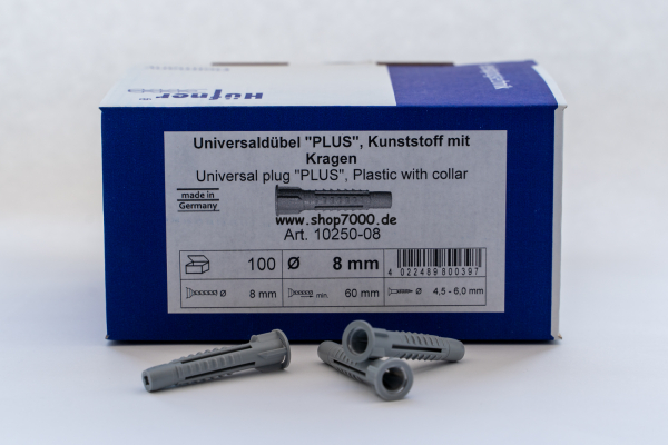 100 Universaldübel PLUS 8mm mit Kragen