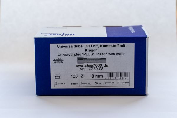 100 Universaldübel PLUS 8mm mit Kragen